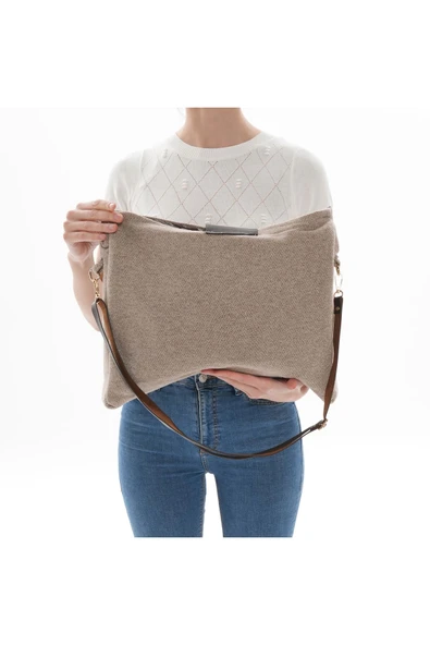 ÇANTA avvaH Özel Tasarım Bej Kaşe Büyük Kol Çantası BKKA1030 - 2