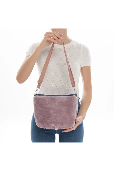 ÇANTA avvaH Özel Tasarım Lila Peluş Kol Çantası LPPK1022 - 2