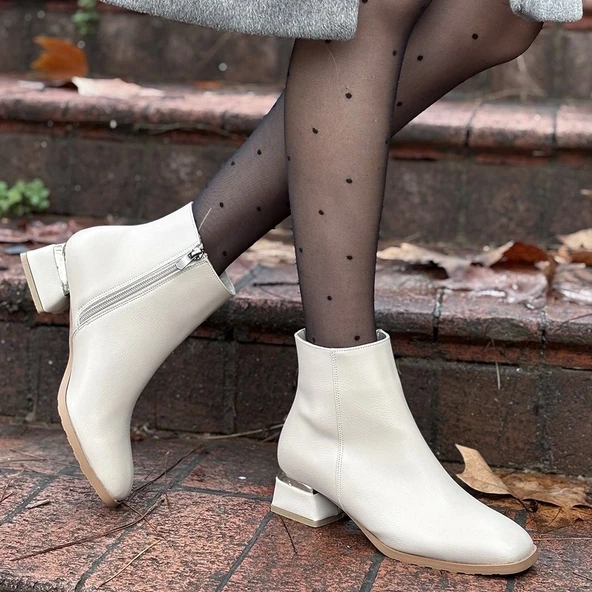 Tonti Bej Cilt Topuklu Bot - Resim 4