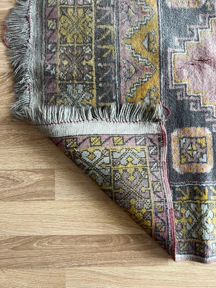 115x190 cm Bohem Pastel Renkli Halı, Vintage Anadolu El Dokuma Halısı, Orta Boy Yıkanabilir Antik Halı - 8