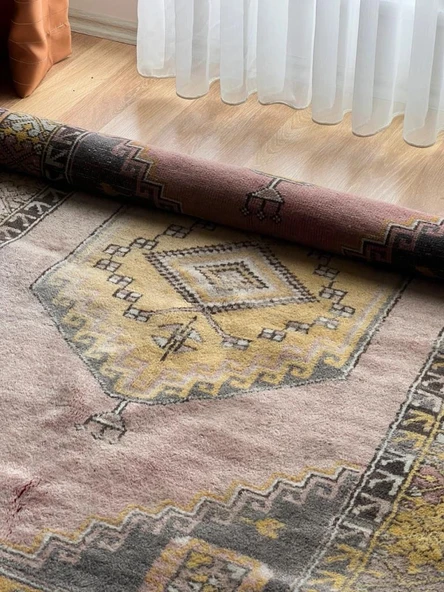 115x190 cm Bohem Pastel Renkli Halı, Vintage Anadolu El Dokuma Halısı, Orta Boy Yıkanabilir Antik Halı - 4