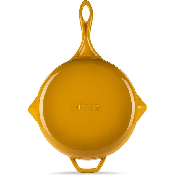 HOSSEVEN HS Y GTV 28 YUVARLAK GRİLL TAVA/KAPAK 28CM ÇİFT KULP SARI - 5