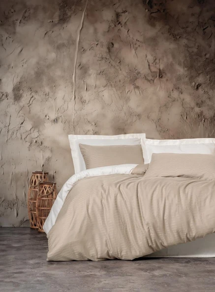 Cotton Box Çift Kişilik Smart Bambu Saten Nevresim Takımı Bej ürün görseli