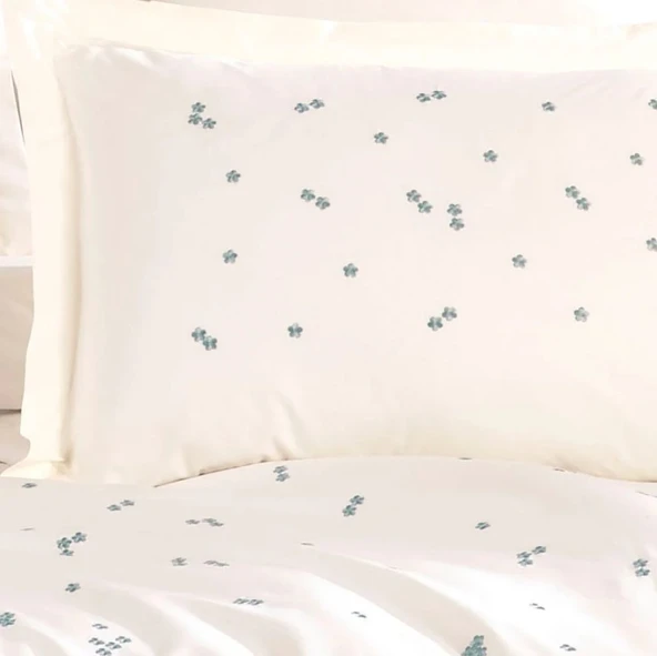 Hobby Çift Kişilik Poplin Premium Nakışlı Nevresim Spring Krem - Resim 3