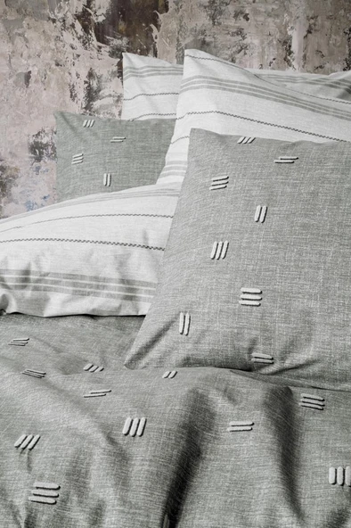 Cotton Box Klein Nakışlı Çift Kişilik Nevresim Takımı Patara Gri - 2