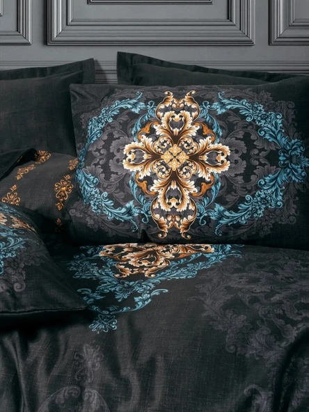 Cotton Box Palace Saten Çift Kişilik Nevresim Takımı Dorhan Siyah - 2