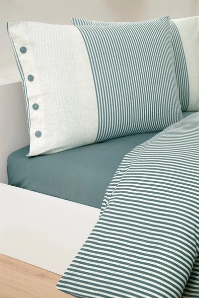 Özdilek Çift Kişilik Ranforce Nevresim Takımı Natural Line Mavi - Resim 3