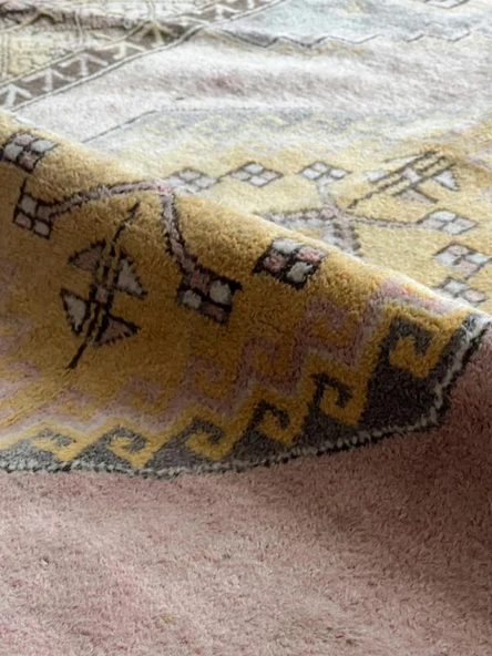 115x190 cm Bohem Pastel Renkli Halı, Vintage Anadolu El Dokuma Halısı, Orta Boy Yıkanabilir Antik Halı - 2