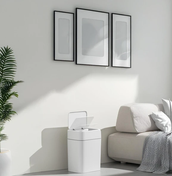 Karen Banyo Otomatik Sensörlü Çöp Kovası Beyaz12 LT 4147 - 2
