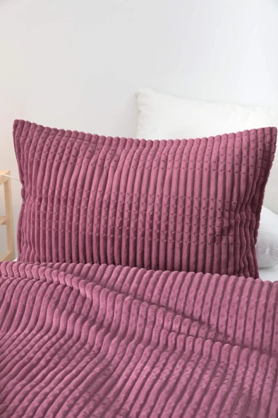 Merinos Modern Line 2 Parça Tek Kişilik Battaniye Seti - Mor - 2