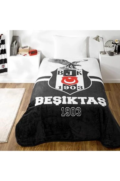 Lisanslı Battaniye Beşiktaş Kara Kartal Tek Kişilik