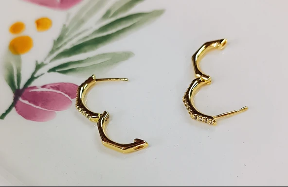 Zarif şık tasarım taşlı küpe - 4