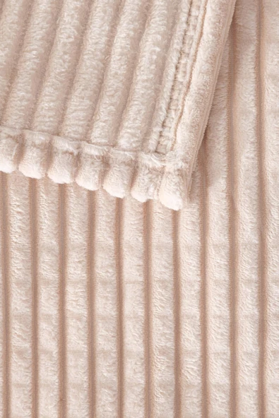 Merinos Modern Line 2 Parça Tek Kişilik Battaniye Seti - Bej - 3