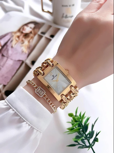 Daniel Klein Çelik Kordon 3 Atm Suya Dayanıklı Özel Tasarım Kadın Kol Saat+Bileklik VS.BLKT.0103 - Resim 2