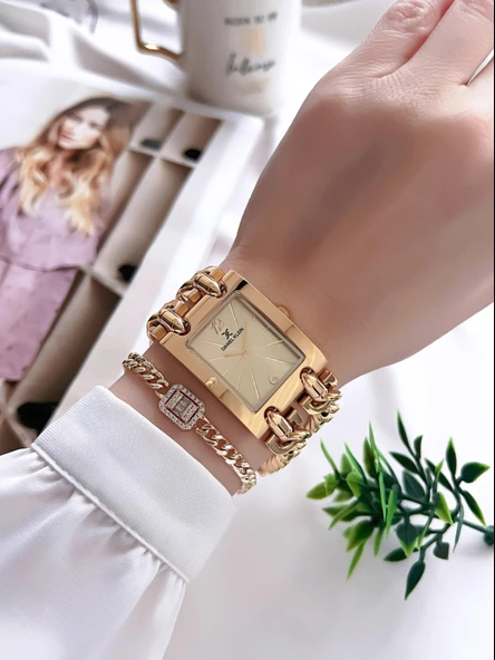 Daniel Klein Çelik Kordon 3 Atm Suya Dayanıklı Özel Tasarım Kadın Kol Saat+Bileklik VS.BLKT.0102 - Resim 2