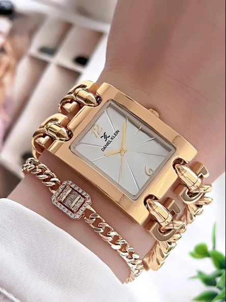 Daniel Klein Çelik Kordon 3 Atm Suya Dayanıklı Özel Tasarım Kadın Kol Saat+Bileklik VS.BLKT.0103 ürün görseli