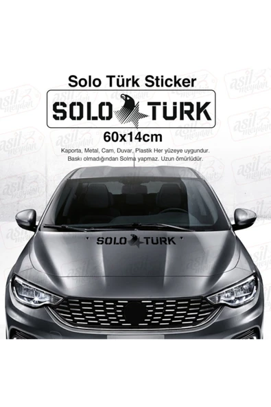 Solo Türk Yazılı Kartal Yıldız Oto özel yeni sticker Siyah 60*14 Cm