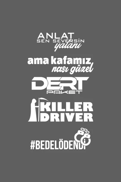 Oto Arka Cam özel yeni sticker Model 50 Beyaz 40*20 Cm
