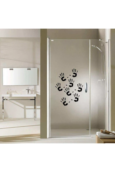 Çoklu El Izi Silüetli Dekoratif Banyo Duşakabin özel yeni sticker (60 cm X 40 cm)