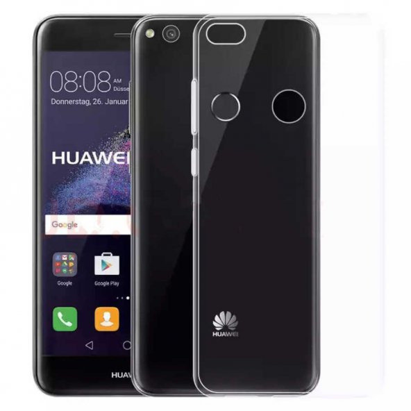 Huawei P8 Lite Kılıf Zore Şeffaf İnce ve Esnek Süper Silikon