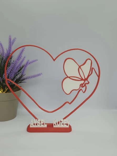 Sevgi Dolu Kelebek 3D Baskılı Dekor Sevgililer Günü veya Yıldönümleri için Romantik Hediye - 3