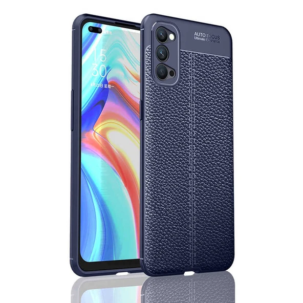 Oppo Reno 4 Kılıf Zore Niss Deri Desenli Silikon Kılıf - 4