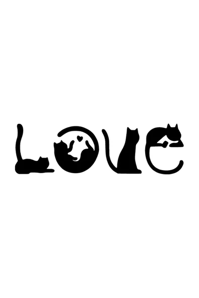 Kedilerden Love Duvar Dekor Sticker 40 X 12 Cm