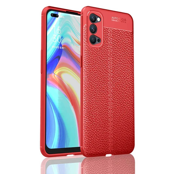 Oppo Reno 4 Kılıf Zore Niss Deri Desenli Silikon Kılıf