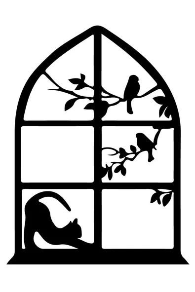Gerinen Penceredeki Kedi Duvar Dekor Sticker 45 X 60 Cm