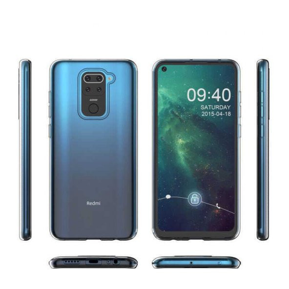Xiaomi Redmi Note 9 Kılıf Zore Şeffaf İnce ve Esnek Süper Silikon - Resim 4