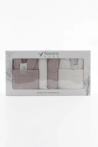 Line %100 Pamuk Luxury 8 Parça Aile Bornoz Seti - Bej - Krem - 6