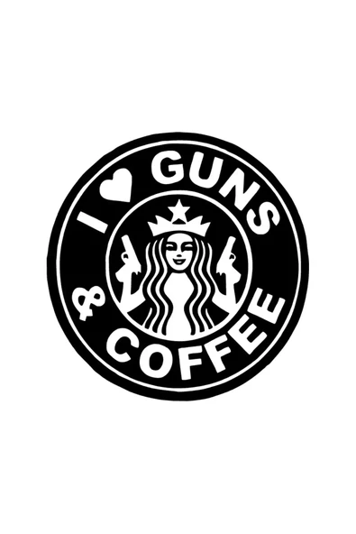 I Love Guns And Coffee Duvar Dekor Sticker 40 X 40 Cm
