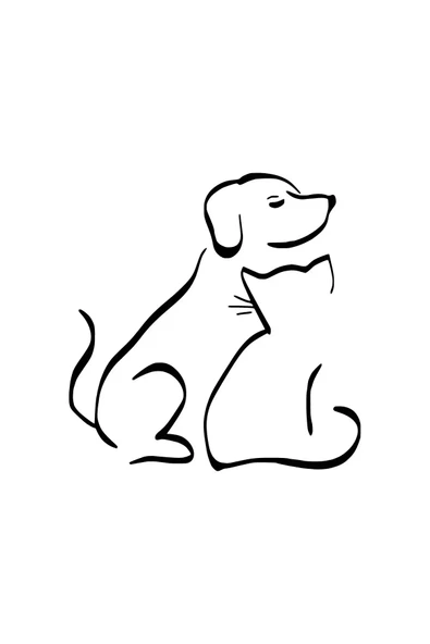 Kedi Köpek Dostluğu Duvar Dekor Sticker 40 X 40 Cm