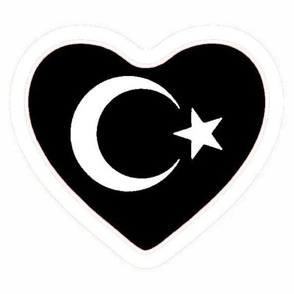 Kalp Türk Bayrağı Motosiklet Siperlik Sticker 10 X 10 Cm