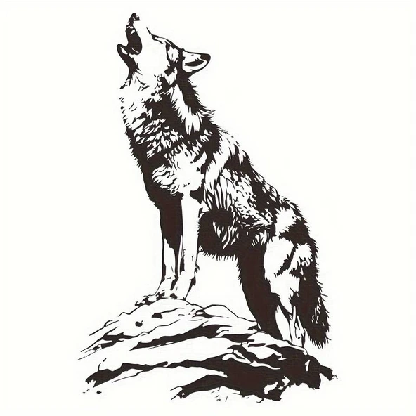 Tepedeki Bozkurt Duvar Dekor Sticker 40 X 60 Cm