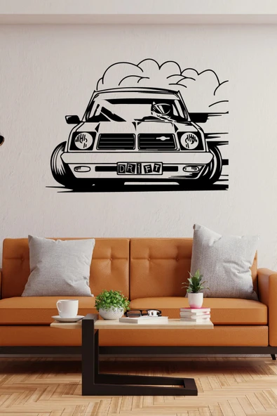 Drift Modifiyeli Araba Duvar Dekor Sticker 60 X 40 Cm