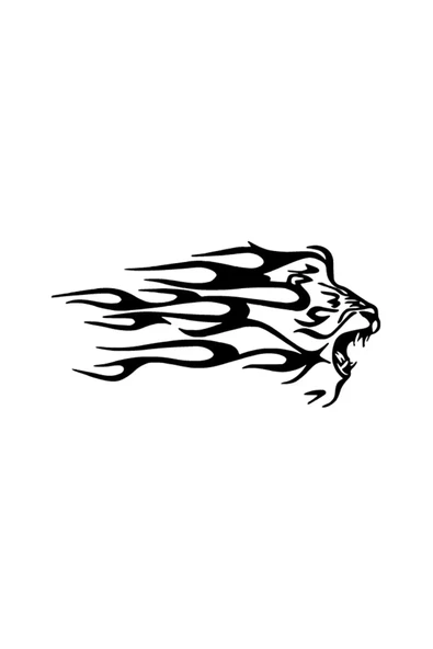 Alevli Aslan Kafası Sticker 20 X 10 Cm