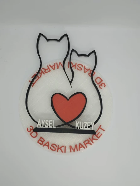 Sevgi Dolu Kediler 3D Baskılı Dekor Sevgililer Günü veya Yıldönümleri için Romantik Hediye - 8