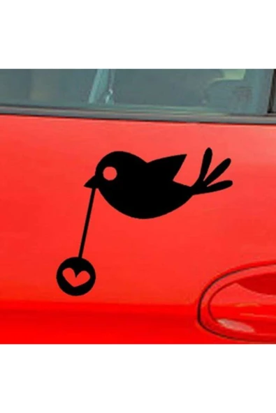 Karikatür Küçük Kuş Tasarım Oto Cam özel yeni sticker Siyah 13*15 Cm