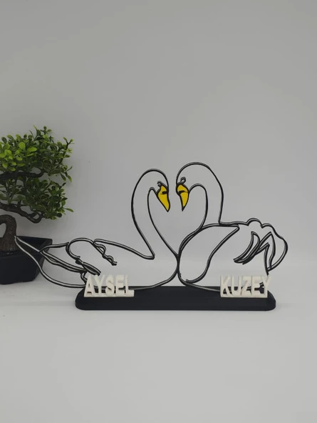 Sevgi Dolu Kuğular 3D Baskılı Dekor Sevgililer Günü veya Yıldönümleri için Romantik Hediye - 4