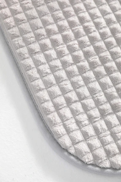 Piramit Süngerli Kaymaz Taban 2li Banyo Paspas Takımı - Gri - Resim 3