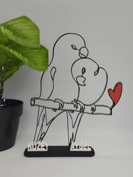 Dalda Aşk Kuşları 3D Baskılı Dekor Sevgililer Günü veya Yıldönümleri için Romantik Hediye - 2