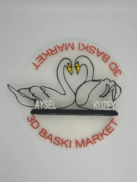 Sevgi Dolu Kuğular 3D Baskılı Dekor Sevgililer Günü veya Yıldönümleri için Romantik Hediye - 8