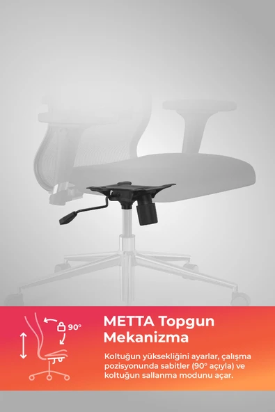 Metta Ergolife Sit 10 Ergonomik Fileli Yönetici Koltuğu / Ofis Sandalyesi  - 13E.D.1.2A2 - 3