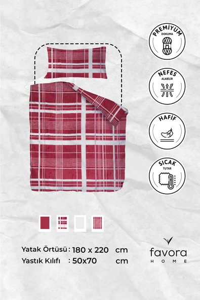 2 Parça Woolly Tek Kişilik Battaniye Yatak Örtüsü Seti - Bordo - 6