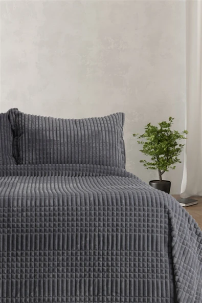 Merinos Modern Line 3 Parça Battaniye Seti - Antrasit
