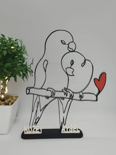 Dalda Aşk Kuşları 3D Baskılı Dekor Sevgililer Günü veya Yıldönümleri için Romantik Hediye