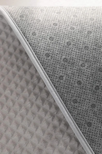 Piramit Süngerli Kaymaz Taban 2li Banyo Paspas Takımı - Gri - Resim 4