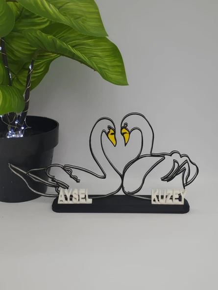 Sevgi Dolu Kuğular 3D Baskılı Dekor Sevgililer Günü veya Yıldönümleri için Romantik Hediye - 2