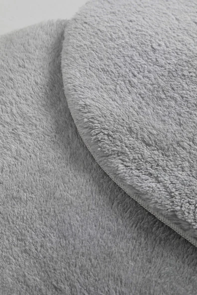 Puffy 2li Kaydırmaz Oval Banyo Paspas Takımı - Gri - 3